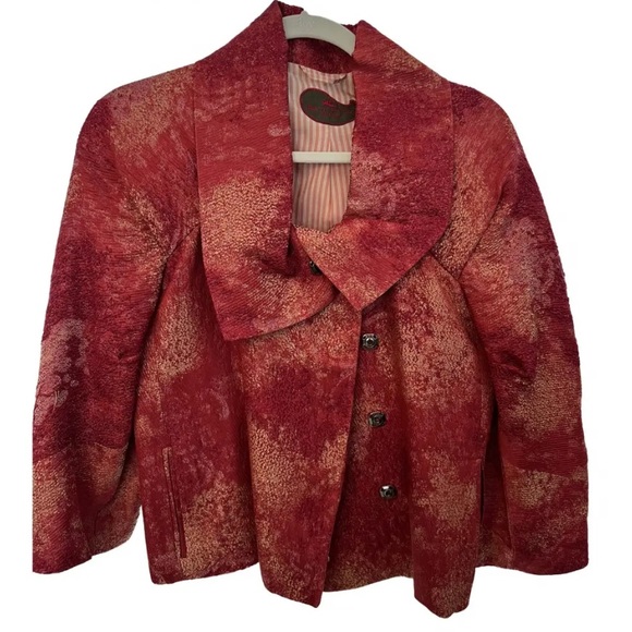 Etro Red Gold Silk Blend Jacket